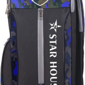 Star House Cricket Kit Bag with Special Bat Holder On The Side, Duffle Kit Bag, Backpack, Full Size with Shoulder Straps and Handle for Player (Blue)