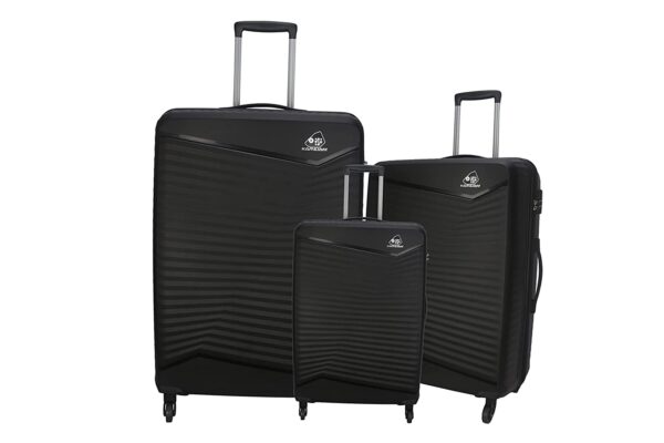 American Tourister Polypropylene Large Cabin & Check-In 4 Wheel Luggage (79 Cm) – Spinner Hard Trolley Hard Sided Set Of 3 Pieces – Black