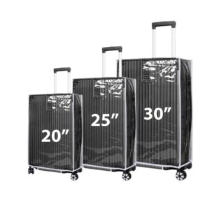 Handcuffs Combo Cover for Luggage Trolley Bags Transparent Protective Covers PVC Fabric Waterproof (Transy + Grey, Size – 20″|25″|30″)