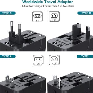 Rts All In One Universal Global Power International Travel Adaptor 2 Usb Charging Port Europe Uk/Usa/Eu/Aus Worldwide Wall Plug Charger Converter For Laptops, Phones, Tablets & More (Black)(660W Max)