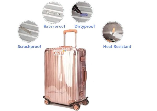 CNB PVC Transparent Luggage Waterproof Cover Suitcase Cover for Aristocate, American Turister, Safari, VIP, Pack of 1 (Suitable for 75 cm Hard Luggage, Size 30″)