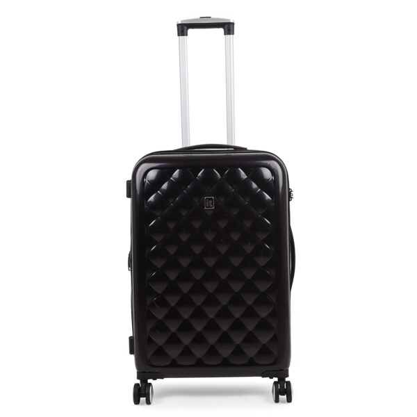 it luggage Fashionista Glossy Black Medium-24 inches Expandable PC Hardsided with TSA Lock 8 Wheel Trolley Bag