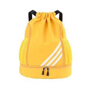 FASHIONMYDAY Fashion My day Drawstring Backpack Bag Portable Basketball Bag for Soccer Outdoor Men Women Yellow