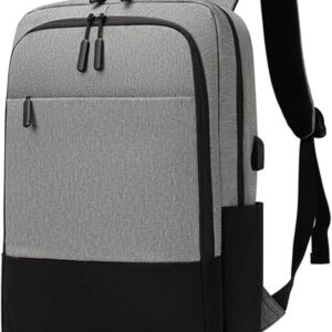 HITAGE BAG STORE Men and Womens Laptop Backpack 15.6 Inch Wide Open Computer Backpacks Laptop Bag College Rucksack Water Resistant Business Travel Backpack Casual Daypack with USB Charging Port (GRAY)