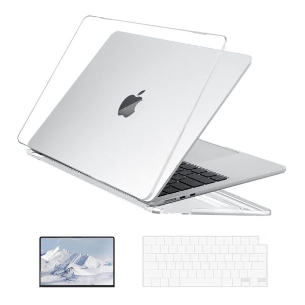 EooCoo Hard Shell Plastic Case Compatible for MacBook Air 13.6 inch M3 A3113 M2 A2681 with Retina Display&Touch ID,M2 M3 Air 13 Release 2024-2022 for Keyboard Skin Cover&Screen Protector-Crystal Clear