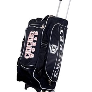 CW Sports Luggage Trolly Cricket Kit Black Handhold Carry Cricket Kit Bag with Heavy Duty Wheels Black Color Constructed with Durable Material