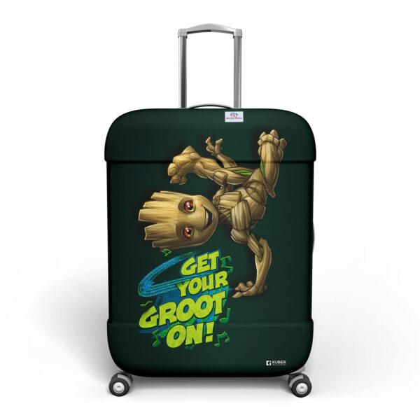 Heart Home Marvel I Am Groot Luggage Cover|Polyester Travel Suitcase Cover|Washable|Stretchable Suitcase Protector|18-22 Inch|Small (Green)