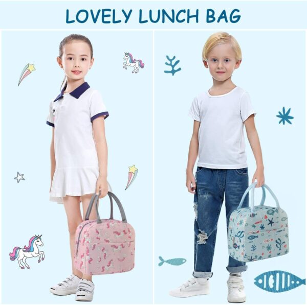 CROCKERY HUB Nylon Insulated Lunch Bags Small for Women Work, Student Kids to School, Thermal Cooler Tote Bag Picnic Organizer Storage Lunch Box Portable and Reusable (Sky Blue Fish), 475Ml