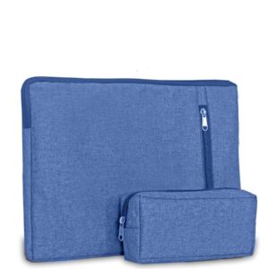 LandVK Laptop Cover Bag, Laptop Sleeve with Charger Pouch, 15.6 Inches, Blue