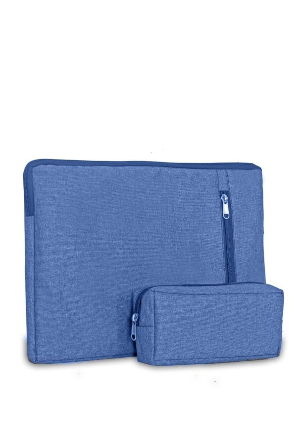 LandVK Laptop Cover Bag, Laptop Sleeve with Charger Pouch, 15.6 Inches, Blue