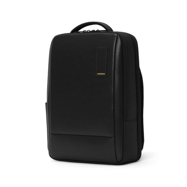 Mokobara The Element Backpack | Laptop Up to 15.6 Inches, 18L Capacity | Durable Nylon and Vegan Leather, Water Resistant | Ideal for Travel, Office, Students | Ergonomic, Padded Straps | Black