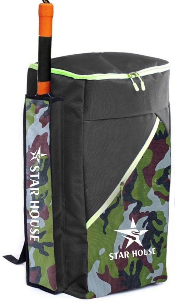 STAR HOUSE- Cricket kit bag One side bat best design (BLACK GREEN ARMY) – 02