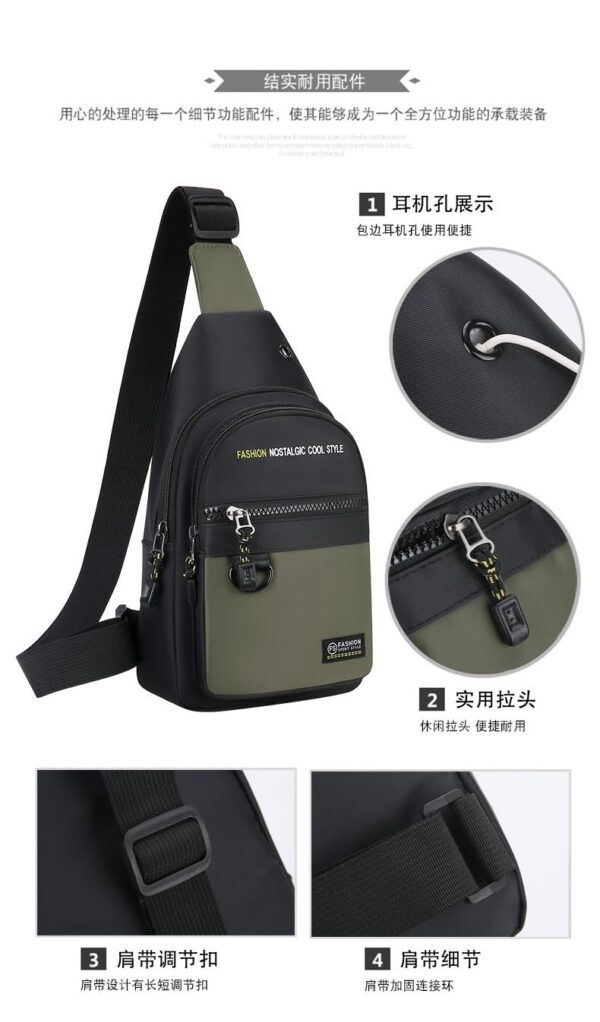 QBLYN Sling Bag Crossbody Bag Men with Earphone Hole Shoulder Chest Bags Wallet Purse for Travel Sports Hiking Shorter Bike Rides