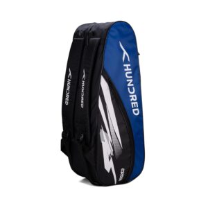 Hundred Cosmogear Badminton Kit-Bag (Black/Royal Blue)|Double Zipper|Bag with Front Zipper Pocket