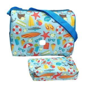 KidZeeNie ® Cute Printed Trianle Duffel Bag & Pouch Kids Combo Set| Sturdy Multipurpose Waterproof Organizer Matching Bag Set for Boys & Girls Outdoor Travel Gym Sports(PAC of 1) (Picnic)