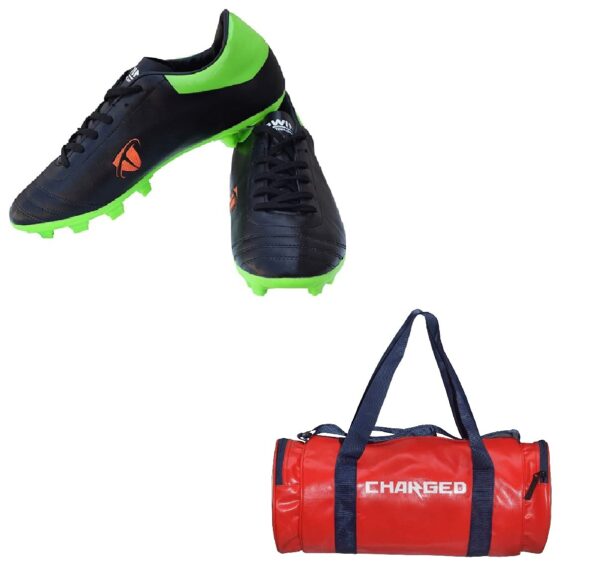 Charged Sports Bag Artize Red With Gowin Football Shoe Ace Black Lime Size-9