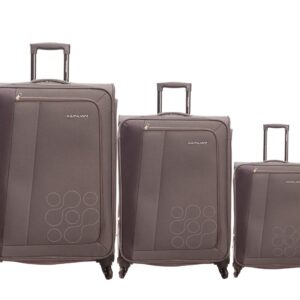 American Tourister Kamiliant Fabric Small Medium And Large 4 Spinner Wheels Soft Sided Strolly Luggage Trolley (Grey, Set of 3 Pc), 55 Cm, 68 Cm, 79 Cm Small, Medium, Large