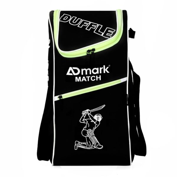 ADMARK Match Cricket Batting Backpack, Duffle Full Size, Black for Junior Large Professional Cricket Kit Bag-Sports with (Double Bat) Pocket & Padded Back (Medium Size)