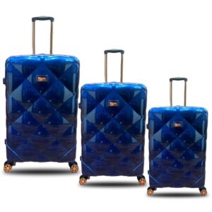 Winsor Luggage Bags Set of 3 | Small, Medium & Large Hard Trolley Bags | 8-Wheel, 360° Rotation | Durable, Easy-Glide, Lightweight Travel Suitcases |Ideal for Stress-Free Journeys (IT Blue, Set of 3)