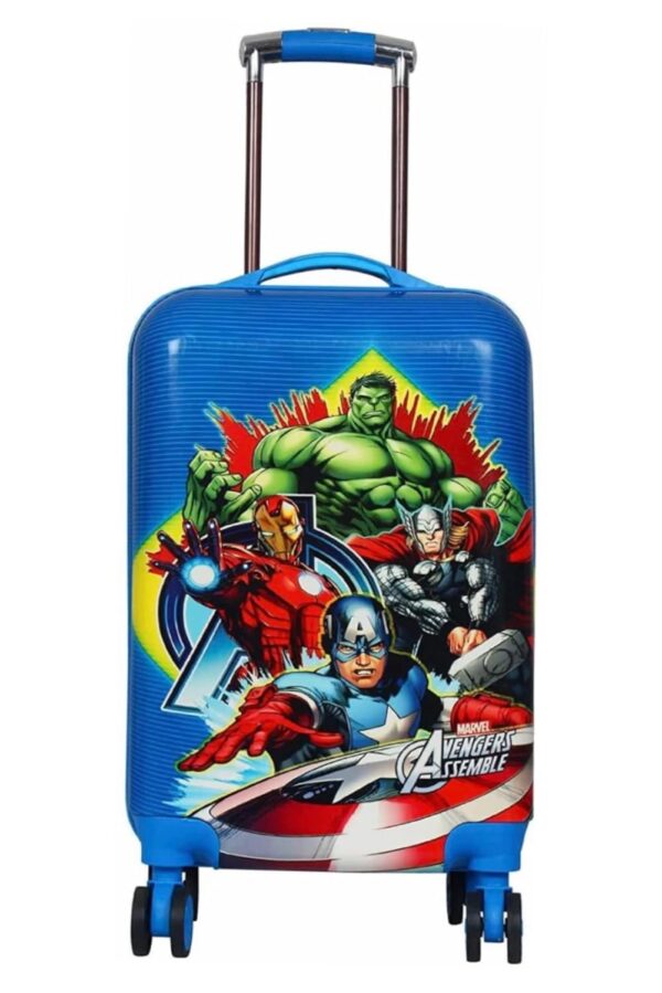 Adson Kid’s Trolley 360 Rotating Luggage Wheels Non-Breakable Avengers 20 Inch Kids Suitcase with 4 Wheel Travel Trolley Bag (Blue)