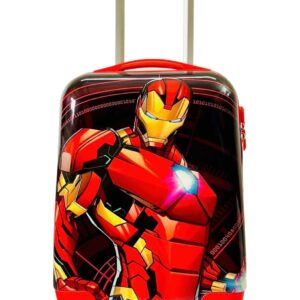 ADSON Kid’s Trolley 360 Rotating Carry On Luggage 16 Inch Polycarbonate Hard 4 Spinner Limited Edition Iron Man Kids Rolling Suitcase With Travel Trolley Bag Case (Red Iron Man)