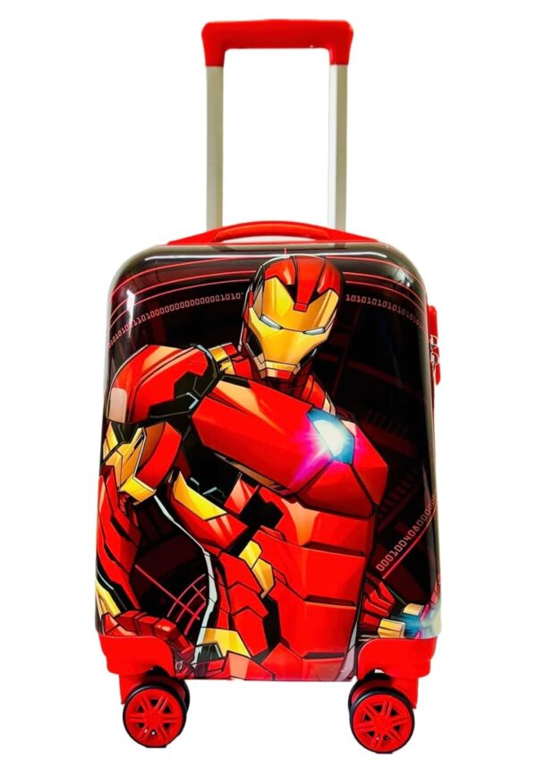 ADSON Kid’s Trolley 360 Rotating Carry On Luggage 16 Inch Polycarbonate Hard 4 Spinner Limited Edition Iron Man Kids Rolling Suitcase With Travel Trolley Bag Case (Red Iron Man)