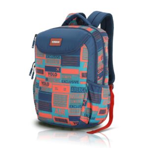 American Tourister Mist (Style 4), 31L Volume Backpack with an Add-on Rain Cover & Front Organizer, for Men & Women – BLUE/ORANGE