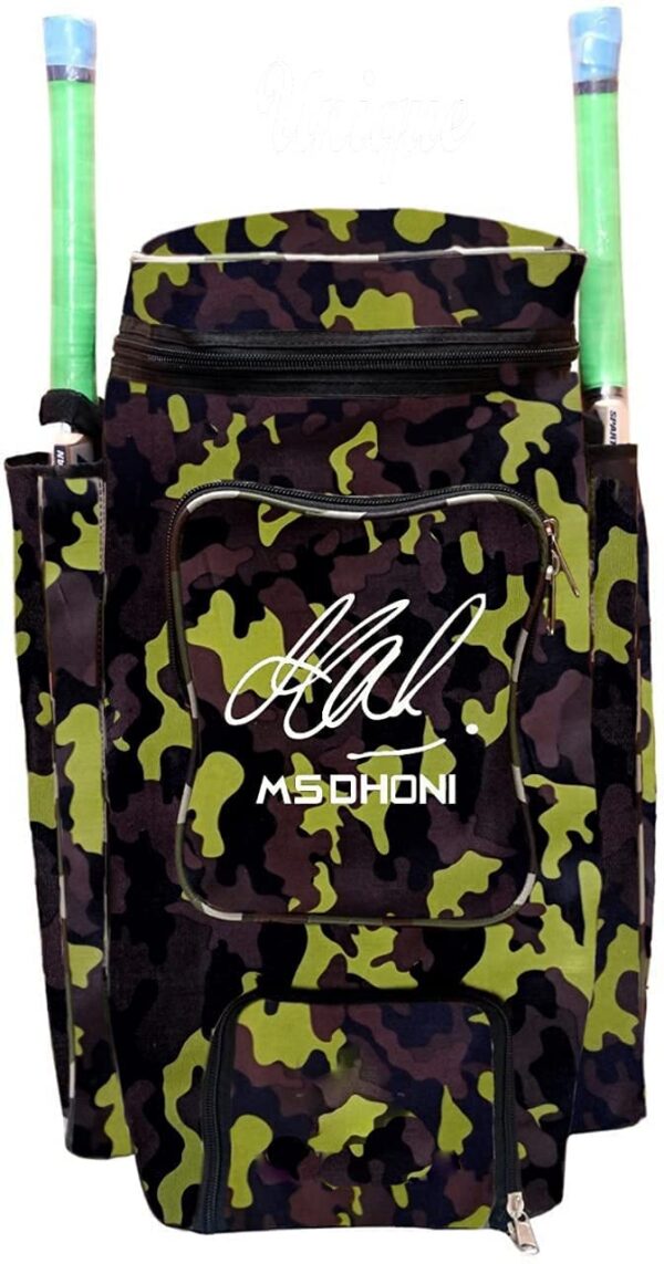 GLOW WINGS Enerprises MSD Nylon Army Printed Multi Color Cricket Backpack Kit Bag Full Size Bag