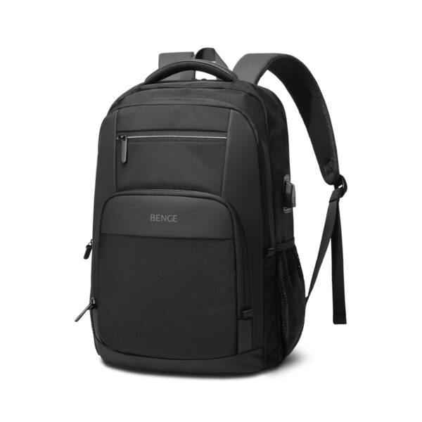 BENGE Unisex 30L Backpack 15.6 inch Laptop Compartment Fully Featured functional Interior Formal Backpack With Smart USB Port For Office Daily Use, Versatile, Water Resistant (Black).