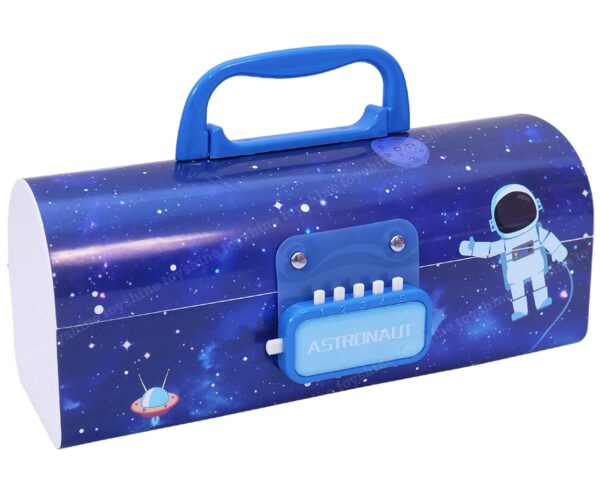 Toyshine Pencil Box With Code Lock Pen Case Large Capacity Multi-Layer Multi-Function Storage Bag Secret Compartment Pencil Box – Space Blue – Plastic