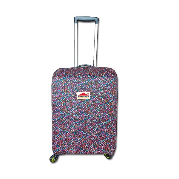 SANUSHAA Flower Prints Polyester Strachable Luggage Protection Cover | Size Medium 65cm (24 Inch), Black Colour