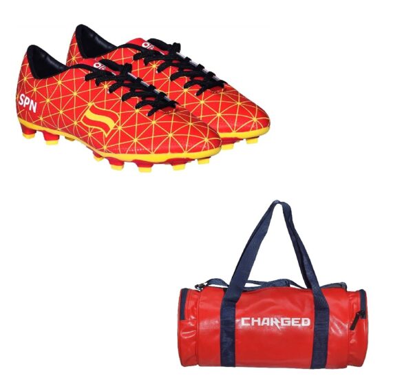 Charged Sports Bag Artize Red with Gowin Football Shoe Country Color Spain Size-3