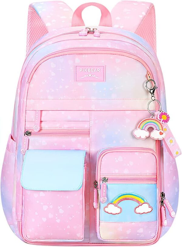 ADSON Cute Kawaii Rainbow Standard Backpack Travel Bookbag For Women & Men Boys Girls With Compartments Elementary School College Students Backpack Durable Water Resistant