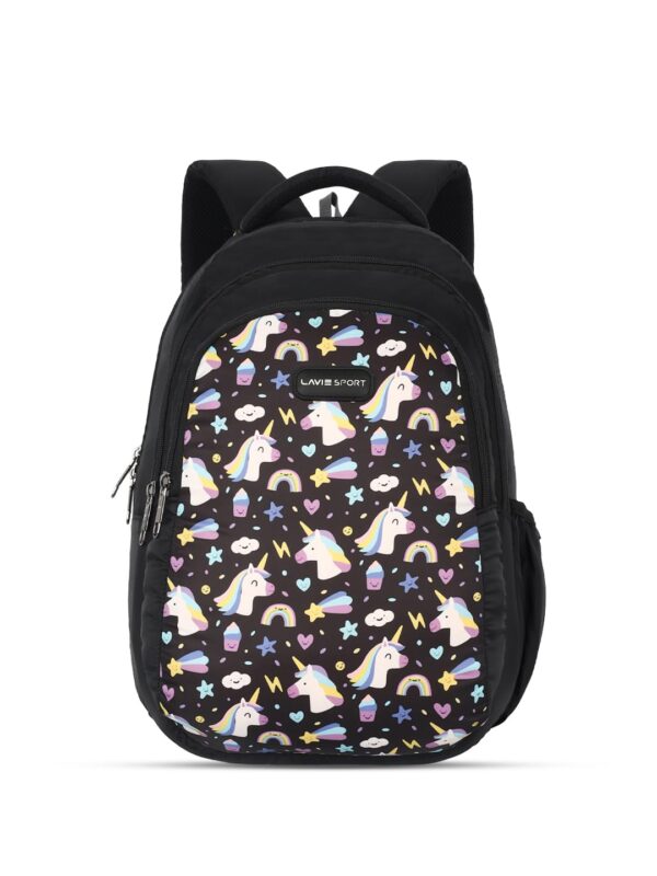 Lavie Sport 43cm Unicorn Horn Printed 26 litres School Backpack for Girls | Stylish and Trendy Casual Backpack