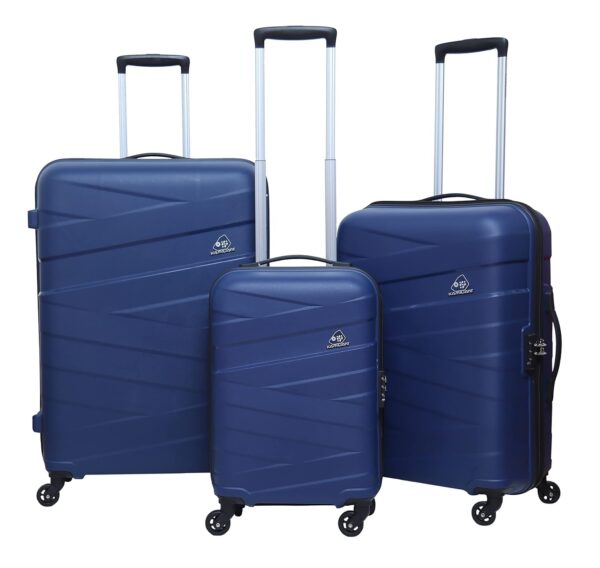 American Tourister Kamiliant Polypropylene Large Cabin & Check-in Luggage (55+68+79) Cm – Spinner Hard Trolley Hard Sided Set of 3 Pieces (L.Navy)