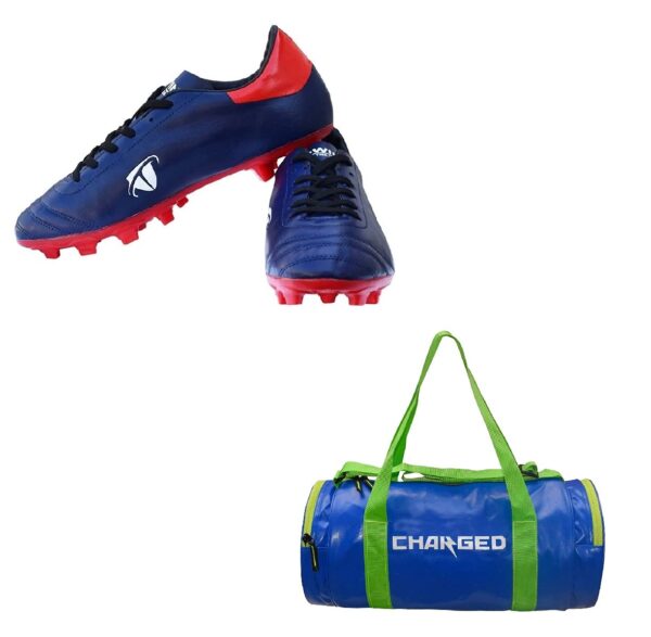 Charged Sports Bag Artize Blue With Gowin Football Shoe Ace Navy Red Size-6