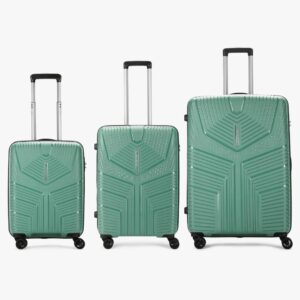 Aristocrat Slay Trolley Bag Set of 3 for Travel, 4 Wheels, 5 Year Warranty, Green