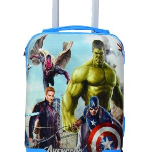 Adson Kid’s Trolley 360 Rotating Luggage Wheels Non-Breakable Avengers 16 Inch Kids Suitcase with 4 Wheel Travel Trolley Bag Case(Sky Blue)