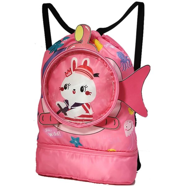 YUPPIN Swimming Bag for kids large storage Cute Cartoon Waterproof Backpack (Pink, Large- 42 cm)