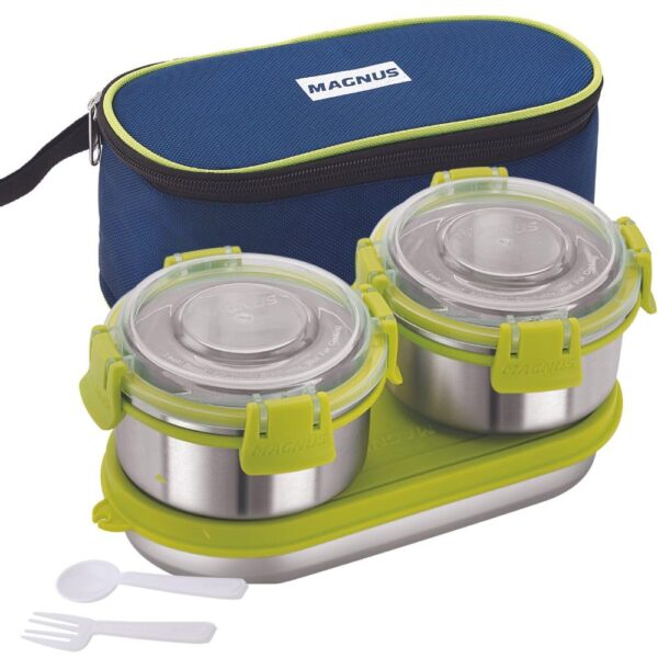 Magnus Avanza 3 Prime – Stainless Steel Leakproof Lunch Box with Klip Lock & Insulated Bag |Tiffin for Office, School, Men, Women, Kids | Airtight & BPA-Free Food Containers