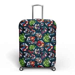 Heart Home Marvel Avengers Luggage Cover|Polyester Travel Suitcase Cover|Washable|Stretchable Suitcase Protector|18-22 Inch|Small (Blue)