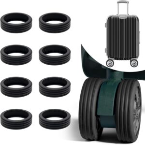 XUTOR Luggage Wheel Silicone Protector Cover 8PCS Trolley Wheel Cover Silicone Shock Absorption Wheel Cover for Trolley Bag Suitcase Wheel Cover Silicone for Most 8 Spinner Wheel Bag/Chair (8, Black)