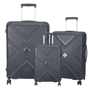 American Tourister (Set Of 3 Polycarbonate Small – 55 Cm, Medium – 68 Cm & Large – 79 Cm Speedwheel Hard Shell Luggage Trolley Bag (Dark Black)