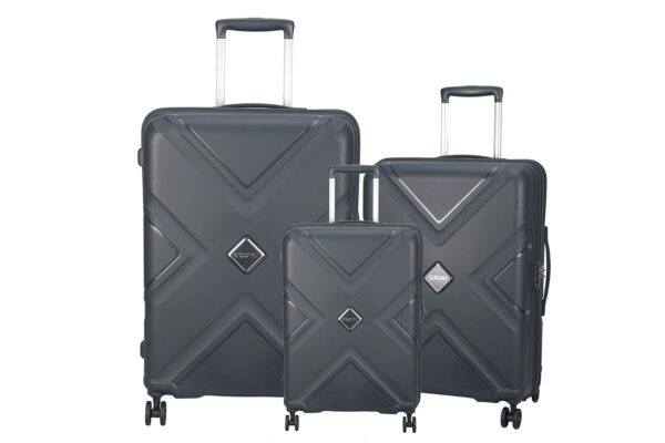 American Tourister (Set Of 3 Polycarbonate Small – 55 Cm, Medium – 68 Cm & Large – 79 Cm Speedwheel Hard Shell Luggage Trolley Bag (Dark Black)