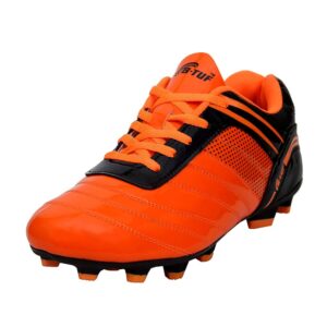 B-TUF Radiant Football Shoes TPU Stud Boot Lightweight for Men Boys Kids Girls (Orange Black)