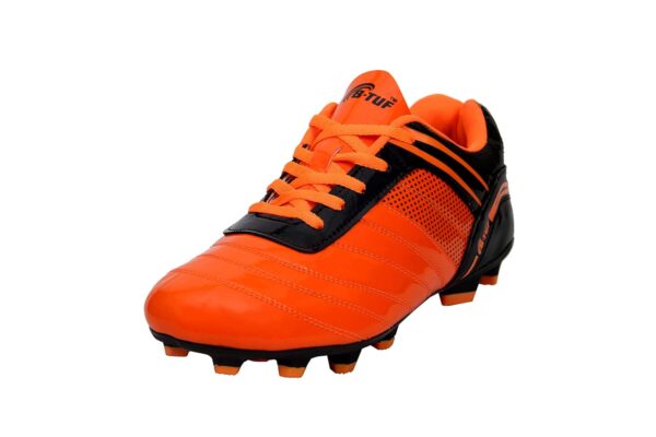 B-TUF Radiant Football Shoes TPU Stud Boot Lightweight for Men Boys Kids Girls (Orange Black)