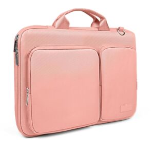 MOCA Laptop Bag 13/13.3-inch Laptop Sleeve Case Bag Multi-compartment One-shoulder Messenger Bag Lightweight Laptop Carrying Case Handbag Cover Briefcase Messenger Bag- Pink