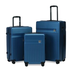 EUME Classic Cabin 55 Cm, Check-in Medium 65 Cm & Check-in Large 75 Cm Luggage Trolley Bags for Travel – Set of 3 (Midnight Blue) | Polycarbonate (PC) 8 Hinomoto Wheels Suitcase | Cabin Trolley Bags