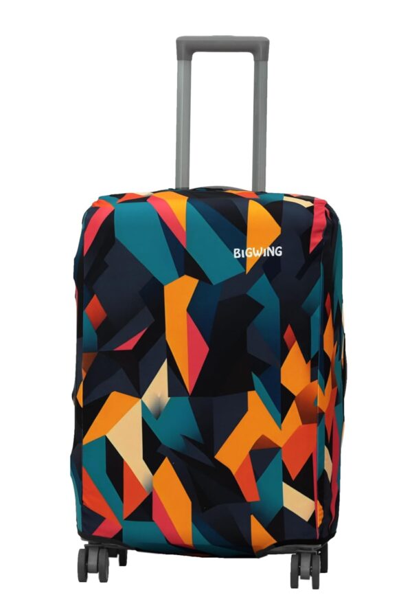 BIGWING Protective Cover in Polyester Fabric with Abstract Print Multicolour | 20′ Inch Small Size | Hard Luggage Trolley Bag Cover (Fits Only On Fiber – Plastic Trolley Bag)