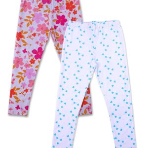 BEING IBAN Girls Printed Cotton White Leggings- 4 to 5 Years | Elasticated Waist | Pack of 2